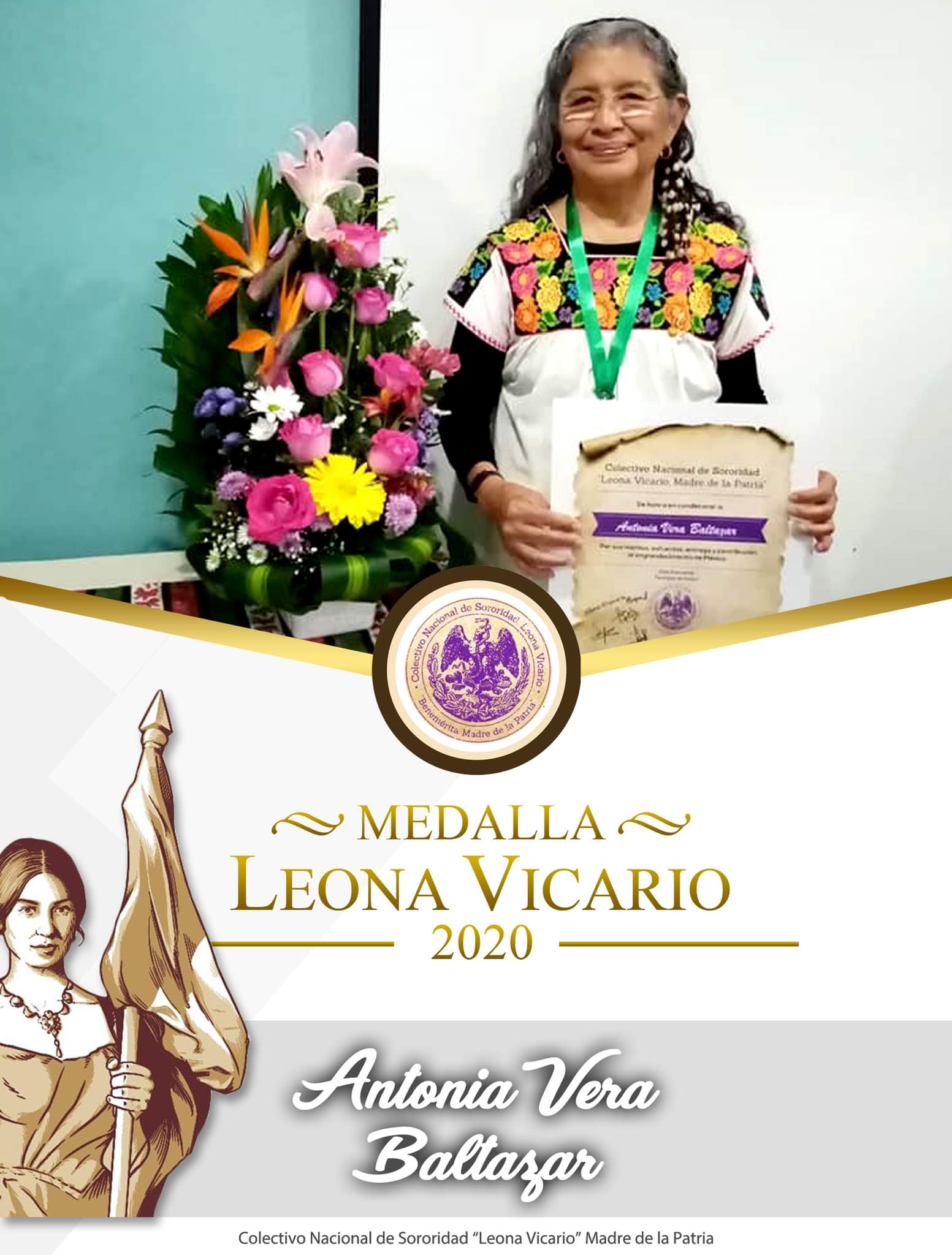 Toñita Vera, galardonada con premio “Leona Vicario 2020”