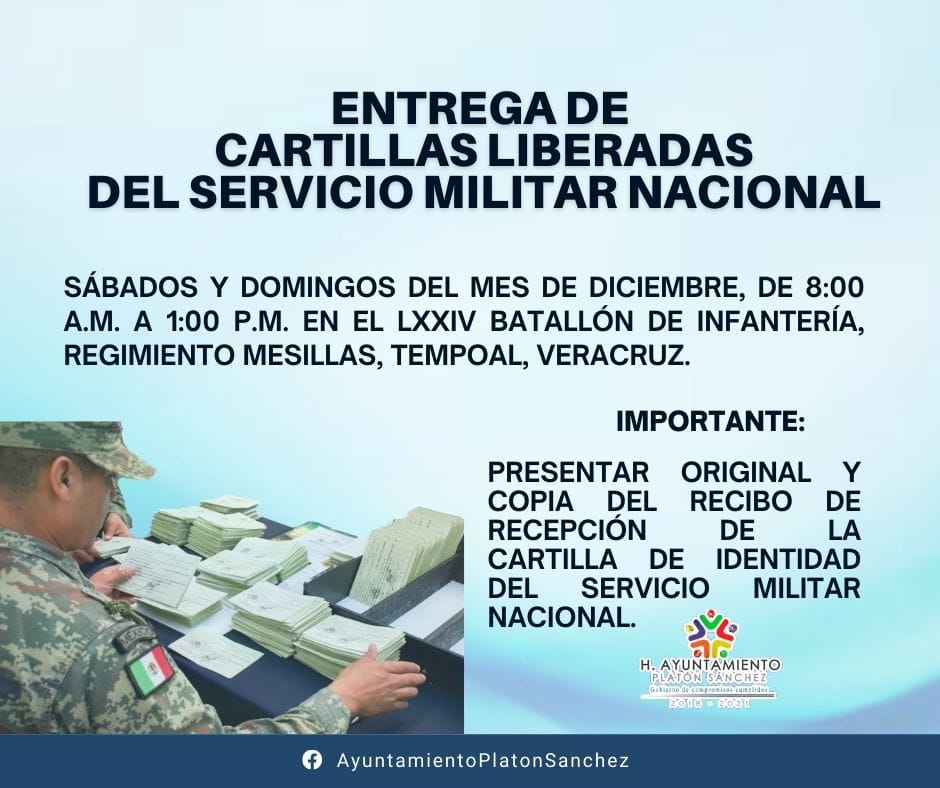 Ayuntamiento informa entrega de cartillas liberadas del SMN