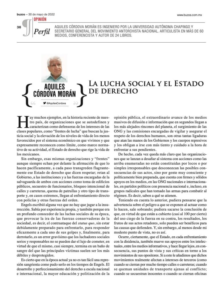 LA LUCHA SOCIAL Y EL ESTADO DE DERECHO