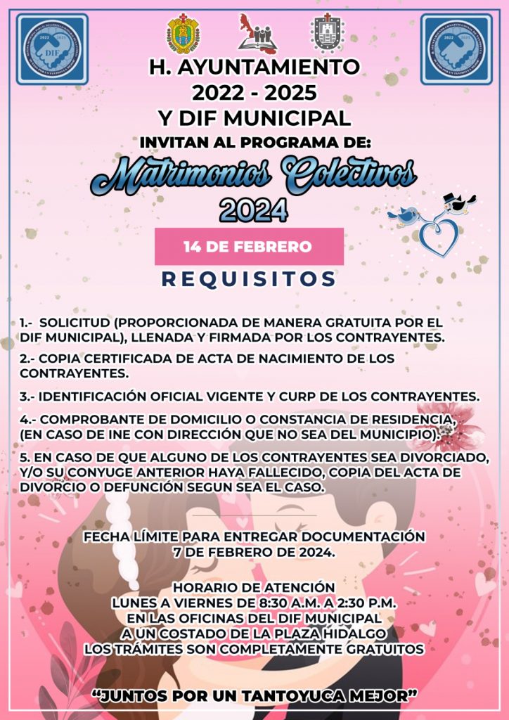 Ayuntamiento de Tempoal  y RC invitan a legalizar su union. Por «El Día del Amor y la Amistad».